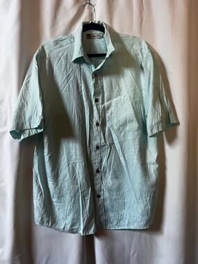 Island Blue Men's Short Sleeve Button Up Tropical Shirt Size XL Ocean Blue